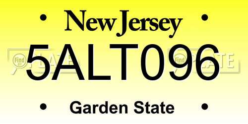 5ALT096 New Jersey License Plate