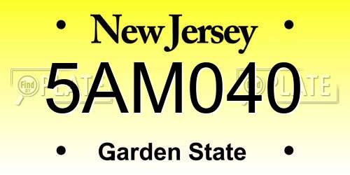 5AM040 New Jersey License Plate