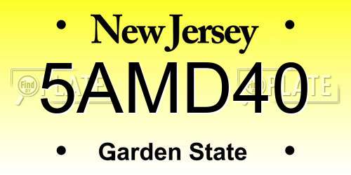 5AMD40 New Jersey License Plate
