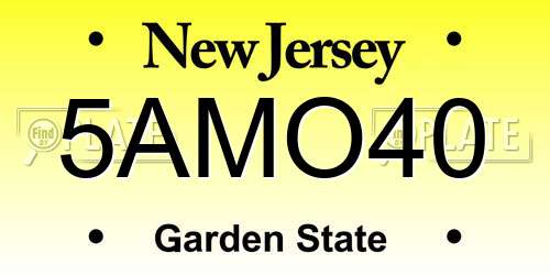 5AMO40 New Jersey License Plate