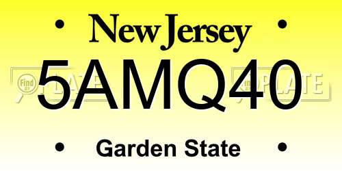 5AMQ40 New Jersey License Plate