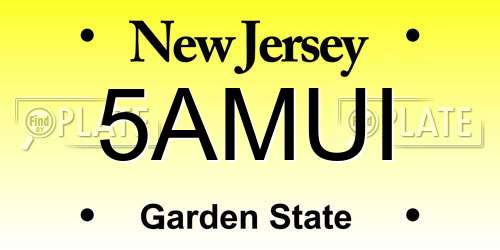 5AMUI New Jersey License Plate