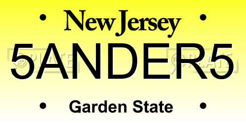 5ANDER5 New Jersey License Plate