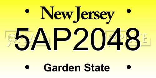 5AP2048 New Jersey License Plate