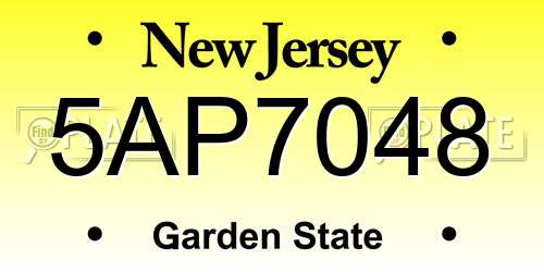 5AP7048 New Jersey License Plate