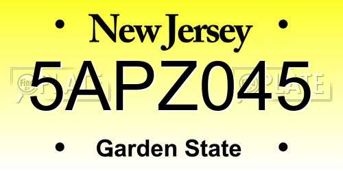 5APZ045 New Jersey License Plate