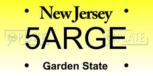 5ARGE New Jersey License Plate
