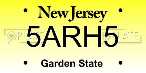 5ARH5 New Jersey License Plate