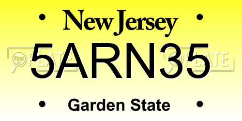 5ARN35 New Jersey License Plate