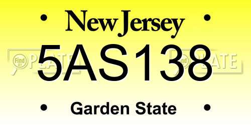 5AS138 New Jersey License Plate