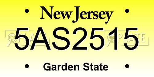 5AS2515 New Jersey License Plate