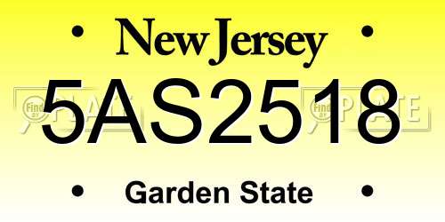 5AS2518 New Jersey License Plate