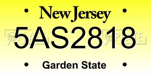 5AS2818 New Jersey License Plate