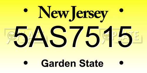 5AS7515 New Jersey License Plate