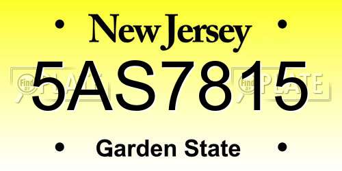 5AS7815 New Jersey License Plate