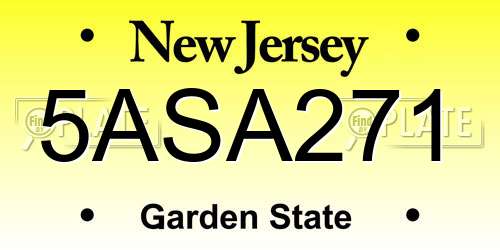 5ASA271 New Jersey License Plate