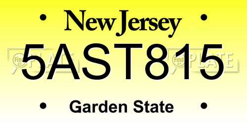 5AST815 New Jersey License Plate