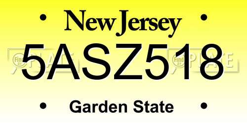 5ASZ518 New Jersey License Plate