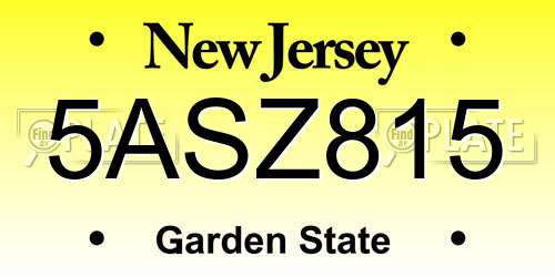 5ASZ815 New Jersey License Plate