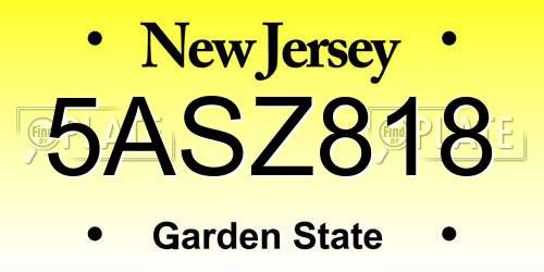 5ASZ818 New Jersey License Plate