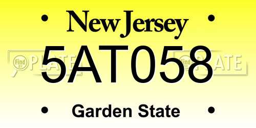 5AT058 New Jersey License Plate