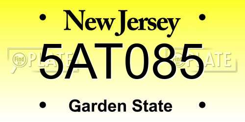 5AT085 New Jersey License Plate