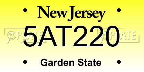 5AT220 New Jersey License Plate