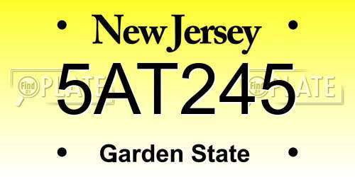 5AT245 New Jersey License Plate