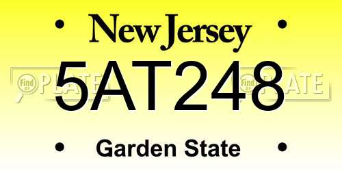5AT248 New Jersey License Plate