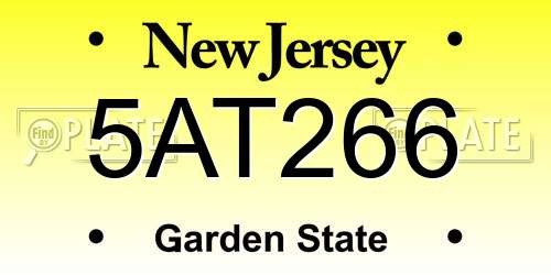 5AT266 New Jersey License Plate