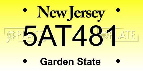 5AT481 New Jersey License Plate