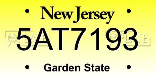 5AT7193 New Jersey License Plate