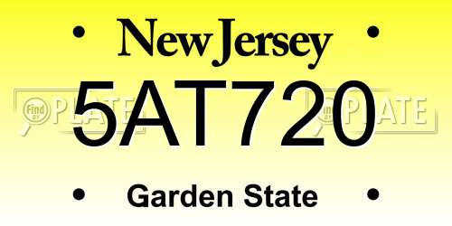 5AT720 New Jersey License Plate