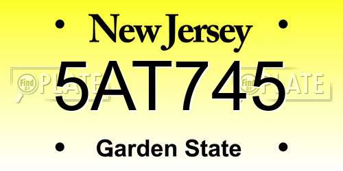 5AT745 New Jersey License Plate
