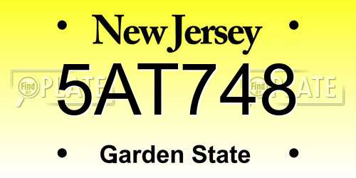 5AT748 New Jersey License Plate