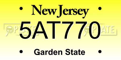 5AT770 New Jersey License Plate