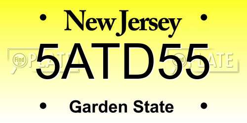 5ATD55 New Jersey License Plate