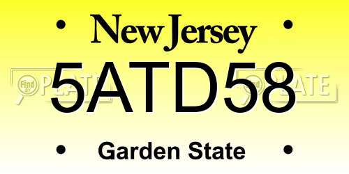 5ATD58 New Jersey License Plate