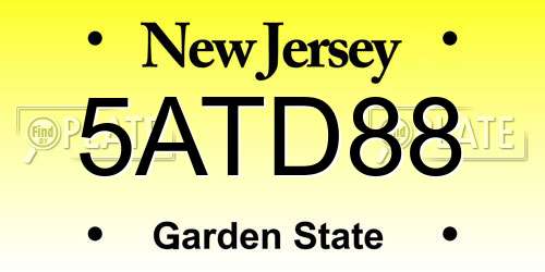 5ATD88 New Jersey License Plate