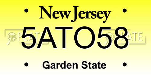 5ATO58 New Jersey License Plate