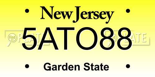 5ATO88 New Jersey License Plate