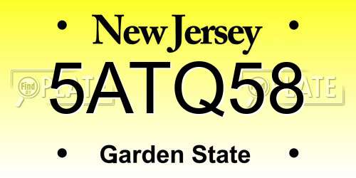 5ATQ58 New Jersey License Plate