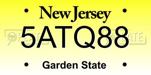 5ATQ88 New Jersey License Plate