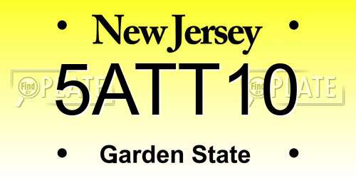 5ATT10 New Jersey License Plate