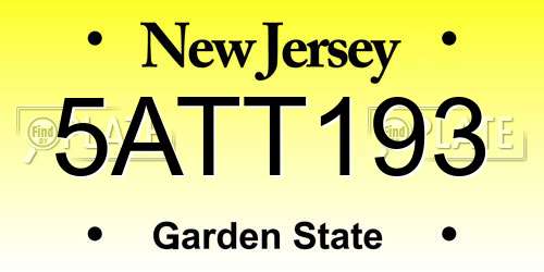 5ATT193 New Jersey License Plate