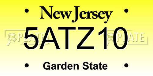 5ATZ10 New Jersey License Plate