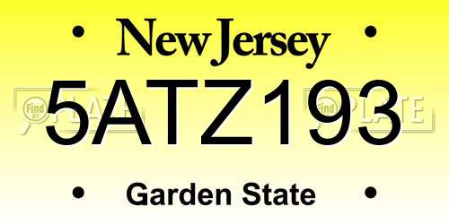 5ATZ193 New Jersey License Plate