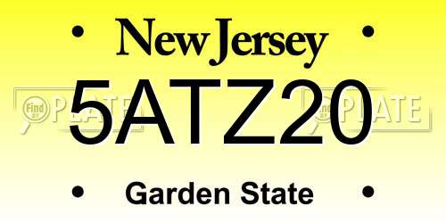 5ATZ20 New Jersey License Plate