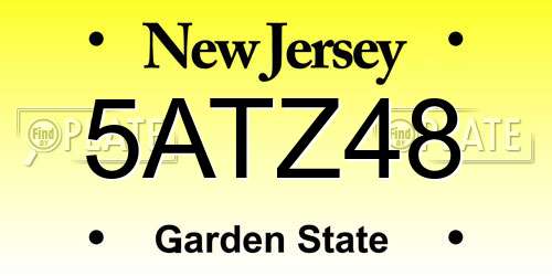 5ATZ48 New Jersey License Plate