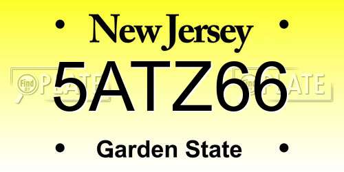 5ATZ66 New Jersey License Plate